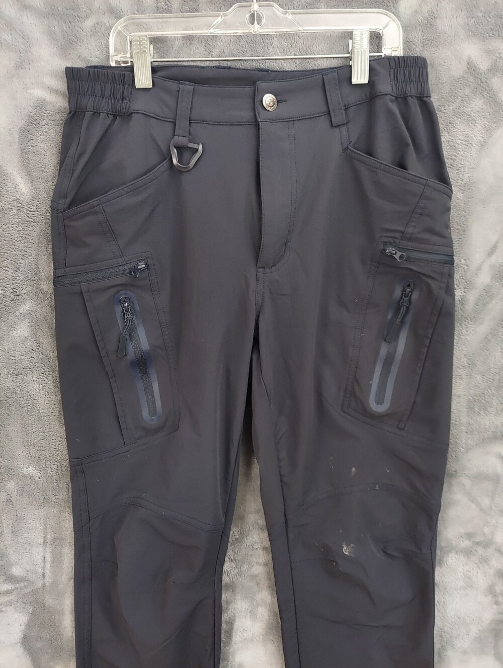 Men's Black Cargo Style Tech Hiking Pants With Stretch